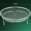 Rejilla Grill Acero Inoxidable Freidora de Aire Transfronteriza Cocina Antiadherente Bandeja Drenaje Aceite Redonda Cocina Especial Red de Filtro de Patas Altas