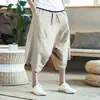 Calças Bloomers Largas de Verão Masculinas plus size Calções Largos para Homens Gordos Calças Cropped de Elefante Tailandesas Virilha Grande Calças de Praia Tendência