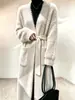 Nuevo Cárdigan de Punto Imitación Piel de Visón Otoño/Invierno 2026 de Longitud Media Suave y Acogedor Estilo Coreano Suéter Abrigo Holgado con Bolsillos para Mujer