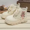 Botas Martin para Meninas 2026, Novas Botas Infantis Outono/Inverno, Botas Curtas de Couro com Zíper Lateral, Sapatos de Bebê Desenho Animado Menininha