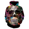 Nuevo Vestido Europeo y Americano de Halloween Estampado Digital 3D Cabeza de Calavera Sudadera con Capucha Casual para Hombres y Mujeres Venta al por Mayor