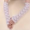 Luvas de Renda Sem Dedos Meio Comprimento Vintage de Verão para Mulheres, Estilo Fino com Pequenas Flores de Ameixa, Respiráveis e Frescas para Noivas e Casamentos