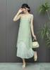 Falda de tirantes para mujer, color blanco teñible, estilo embrión, para viajes de Yunnan, Xinjiang, Guizhou y Sanya, verano 2025
