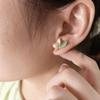 Aretes Estilo Coreano para Mujer, Artísticos y Frescos, Aretes de Perla con Diseño de Hoja Esmaltada, Aguja de Plata 925, Joyería Simple al por Mayor