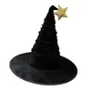 Sombrero de Bruja de Halloween Sombrero de Bruja de Terciopelo Negro Tocado de Mago Sombrero de Bruja Mago Sombrero de Fiesta Tocado