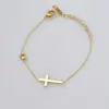 L217 Pulseira de aço inoxidável com cruz simples e um diamante, estilo coreano, para mulheres, acessório da moda de verão em tom dourado
