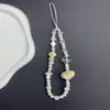 Nova corrente para celular com imitação de concha diy joia para capa de celular pingente quadrado com contas feito à mão pingente de cordão para celular