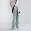 Pantalones anchos de seda de hielo para mujer, de verano, de cintura alta, drapeados, informales, estilo japonés Yamamoto, holgados, plisados y rectos.
