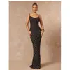 Vestido largo de estilo sirena, ajustado al cuerpo, sin espalda, con escote halter, estilo retro europeo y americano transfronterizo, estilo francés, vestido de gala formal