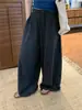 Calça pantalona retrô xadrez miúdo com cordão, feita sob medida, estilo coreano, para mulheres, cintura alta, modelagem solta, cobre o quadril, emagrece e tem caimento fluido, perfeita para uso casual