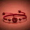 Explosiones de TikTok Hebilla Ping An de Cinabrio Cuerda de Mano Pulsera Ping An Tejida a Mano para las Cuatro Estaciones Cuerda Roja de Pareja Pulsera Benmingnian