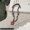 Collar Largo de Madera Geométrico Color Café con Cuerda Trenzada para Mujer, Sencillo de Moda Tendencia Personalidad Cadena para Suéter Choker Versátil