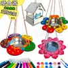 Alimentador de pájaros de madera de Amazon Alimentador de agua de alimentación Alimentación exterior Flores pintadas DIY Juguetes para niños