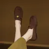 Zapatos Talla Grande 33-43 Mocasines Camelia de Tacón Bajo 2026 Nuevos Zapatos para Mujer Zapatos Planos Retro Británicos para Mujer