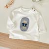 Roupa Infantil Camiseta de Manga Longa Algodão Puro Fina Roupas de Outono Infantis Top de Bebê Camiseta Básica de Primavera e Outono para Bebê Roupa Infantil Pequena e Média