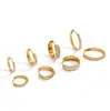 Brincos de Argola Elegantes de Aço Titânio com Strass, Brincos de Luxo Leve de Alta Qualidade, Joias Transfronteiriças de Aço Inoxidável, Atacado Não Desbota para Mulheres