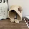 Gorro de Punto con Parche de Orejas de Oso Lindo Estilo Japonés para Mujer, Cálido para Otoño e Invierno Protección para las Orejas Circunferencia de Cabeza Grande Gorro de Punto con Pompón