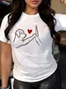 Camiseta Transfronteiriça Aliexpress Inawly Estampada Cachorro e Coração, Desenho Animado Fofo D