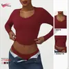 Estilo SK Ropa de Yoga Ajustada de Manga Larga Estilo Europeo y Americano Escote en V Espalda Sexy Hermosa Top Deportivo para Mujer Secado Rápido Ropa para Correr Fitness Camiseta