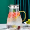Jarra de Vidrio para Agua Fría, Jarra para Agua Fría Resistente a Altas Temperaturas, Tetera de Vidrio Borosilicatado Alto para Té de Frutas, Hervidor de Agua para Restaurante con Textura Martillada, Patrón Glaciar