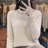 Moda gola alta meia-calça cor sólida Flor Diamante Veludo Andy primeira linha prêt-à-porter quente solta modeladora para o dia a dia feminina tricô base