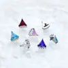 Pendientes Triangulares de Zirconia de Aleación de Titanio F136 Clavos para Labios Rosca Interna G23 Titanio Piercing Joyería para Piercing Clavos para Cabeza Hueso de la Oreja