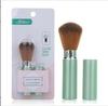 Ramila tubo de metal telescópico pincel de maquiagem mini compacto pincel de blush com tampa haste curta portátil pincel para pó solto e compacto