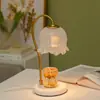 Lámpara de aromaterapia de mármol con forma de lirio de los valles, lámpara de vela derretida, lámpara de mesa con atenuación para dormitorio romántico coreano, lámpara de cera derretida
