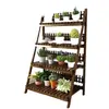Estante para Flores de Balcón Estante de Almacenamiento Madera Maciza Sala de Estar Plegable Estante para Macetas de Suculentas Patio Exterior de Pie Estante para Flores de Madera Anticorrosión