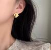 Pendientes de Botón Cuadrados Tridimensionales de Plata Cepillada con Diseño Popular, Pendientes Cuadrados Elegantes y Simples Hechos de Plata S925