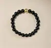 Pulseira de obsidiana natural com calcedônia aquamarina hidratante e contas da sorte, um presente para namorado ou namorada no Festival Qixi, atacado