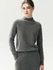 Suéter de cashmere gola alta para outono e inverno para mulheres, cor sólida, pulôver simples, novo estilo, versátil, quente e adequado como camada base