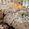 Conjunto de Quatro Peças de Gaze Dupla Ultra Macia Classe A de Algodão Puro para Cama, Grau Materno e Infantil, Adequado para Dormir Nu, Incluindo Lençol de Cima e Capa de Edredom, Conjunto de Três Peças