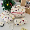 Bolsa de maquillaje con lazo a cuadros, color vibrante, gran capacidad, portátil, para viaje, para mujer, 2024