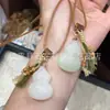 Pingente de jade Hetian natural com design de nuvem auspiciosa, Corrente para clavícula de jade Hetian, Pingente de cabaça de jade Hetian, Fivela de paz de jade Hetian