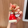 Llavero de Árbol de Navidad Tejido a Crochet de Lana Regalo Pequeño Peluche Gorro de Navidad Guantes Colgante para Mochila Escolar Regalo Pequeño