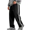 Pantalones de chándal anchos para hombre 2026, con franja lateral, forro polar, tejido pesado, holgados, casual, deportivos, largos