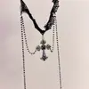 Colar Cruz de Renda Preta Gótico Vestido de Halloween Gargantilha Doce e Cool Alça de Pescoço Gargantilha Acessórios