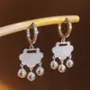 Pendientes de Candado Ruyi Auspicioso Larga Vida para Mujer 2024 Nuevos Pendientes de Aro de Hebilla de Oreja de Lujo Ligero Pendientes de Nicho de Gama Alta