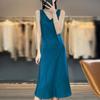 Vestido de Fada de Cetim Sem Mangas com Estilo Francês, Vestido Longo Evasê, Design de Verão sem Costas