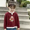 Camiseta Elegante de Manga Longa para Meninas, Novo Estilo Primavera/Outono, para Crianças Médias e Maiores, Malha Waffle Falsa Duas Peças Casual Versátil Gola Redonda Camada Base