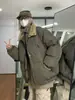 Chaqueta de Algodón Retro Americana con Solapa y Múltiples Bolsillos para Hombres y Mujeres, Invierno, Diseño Simple, Engrosada, Abrigo de Algodón para Pareja