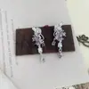 Pendientes Florales Morados Románticos Franceses, Lujo Accesible y Borlas de Gota de Agua de Alta Gama, Clips para Orejas Perforadas, Pendientes Únicos y Hermosos