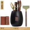 Conjunto de Seis Peças para Cerimônia do Chá em Madeira Maciça: Pinça de Chá, Agulha de Chá, Faca de Chá, Colher de Chá, Ferramentas para Preparo de Chá, Acessórios para Chá Kung Fu