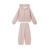 Conjunto Casual Infantil Pudding Haru 2025 Outono e Inverno Novo Jaqueta com Capuz Bordado de Letras para Meninas Calças Largas