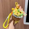 Pingente Chaveiro Buquê de Pelúcia Acabado, Buquê de Rosas de Crochê com Fio, Presente de Dia dos Namorados, Pequeno Presente de Aniversário