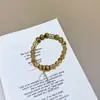Pulsera de Borla con Forma de Calabaza para Mujer, Cristal Amarillo Natural Torre Cortado con Piedra Ojo de Tigre Natural y Diamante Brillante, Elegante y Única