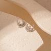 Brincos de Pino de Aço Geométricos em Forma de C com Zircônia Cravejada de Diamante Moda Banhado a Ouro Real Versátil Temperamento Francês Brincos de Luxo para Mulheres