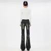 Jeans Bootcut de Cintura Baja con Bigotes de Gato Rasgados para Mujer en Otoño e Invierno Nuevo Retro Aspecto Adelgazante Aspecto Adelgazante Pantalones de Pierna Ancha Extendida de Longitud Completa