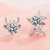Pendientes de Ciervo Rosa de Plata s925 Joyería Navideña Pendientes de Alce Pendientes Nuevos para Mujer Lindos Pequeños Estudiante